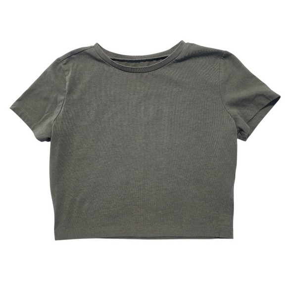wild fable Tops - Wild Fable Crop Top Women M Baby Tee Olive Green Earthy Gorpcore Minimalist Sage